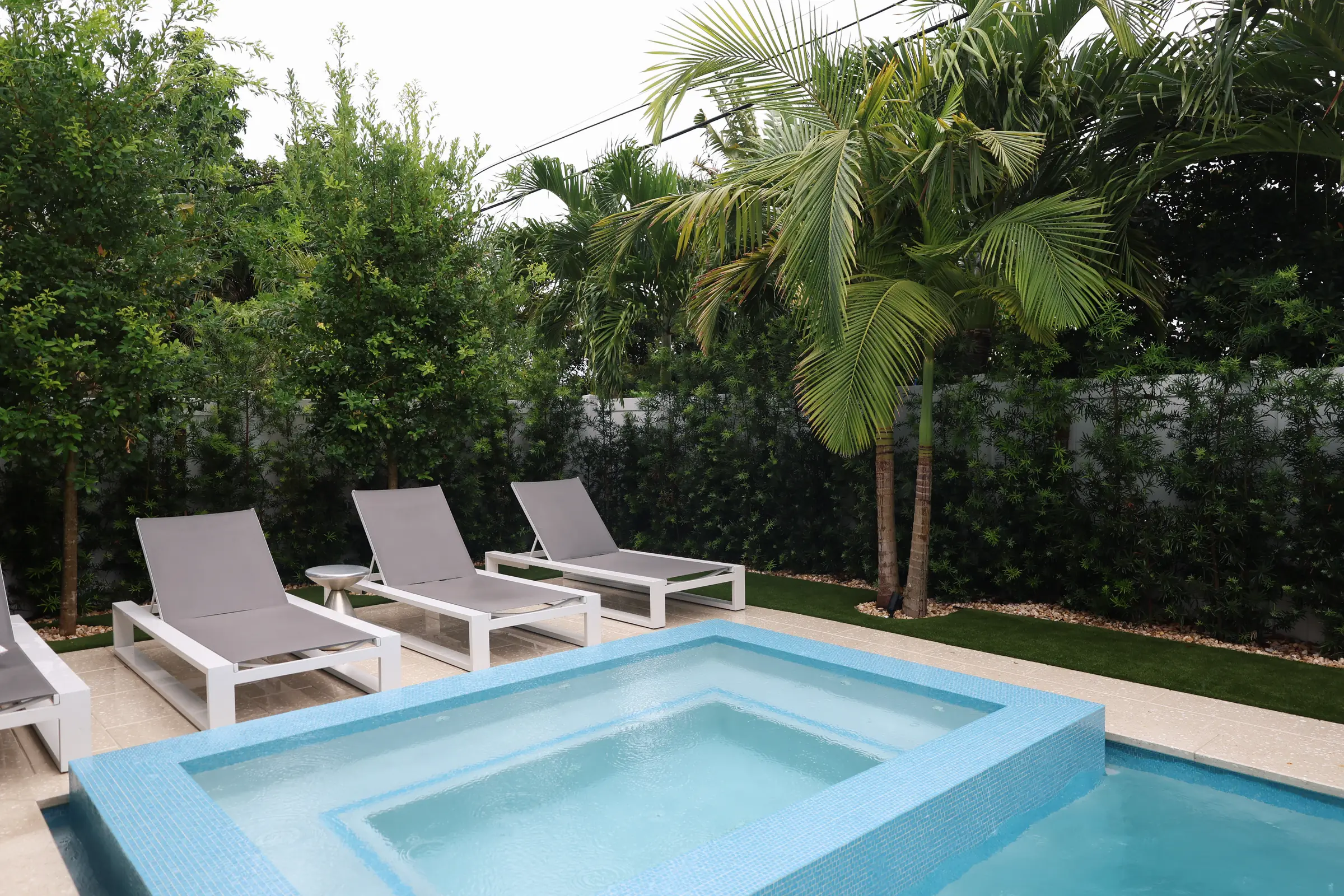 Spa, loungers and palms